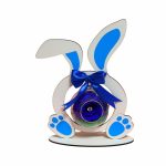 Decoratiune cu licheni si trandafir criogenat albastru, Paste, Iepure, Lemn, 23x18 cm, SPGPUV014