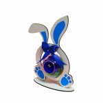 Decoratiune cu licheni si trandafir criogenat albastru, Paste, Iepure, Lemn, 23x18 cm, SPGPUV014 - imagine 3