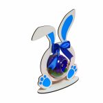 Decoratiune cu licheni si trandafir criogenat albastru, Paste, Iepure, Lemn, 23x18 cm, SPGPUV014 - imagine 5