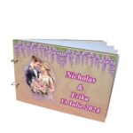 Album Foto Coperta Lemn, Guest Book, Nunta, Mov, 21x30 cm CANUV009 - imagine 2