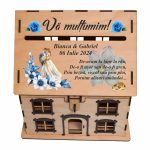 Cutie Dar, Tip Casa, Personalizata, Albastru, Lemn, 30x30 cm, CDNUV025 - imagine 4