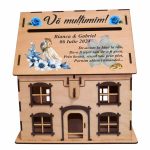 Cutie Dar, Tip Casa, Personalizata, Albastru, Lemn, 30x30 cm, CDNUV025 - imagine 2
