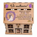 Cutie Dar, Tip Casa, Personalizata, Mov, Lemn, 30x30 cm, CDNUV029 - imagine 4