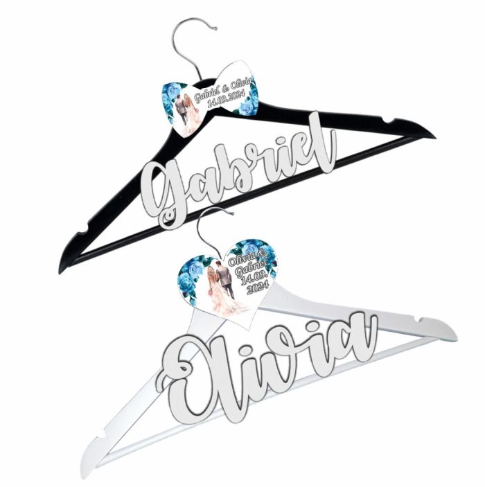 Set Umerase Personalizate, Nunta, Alb Negru, UNUV004 - imagine 2