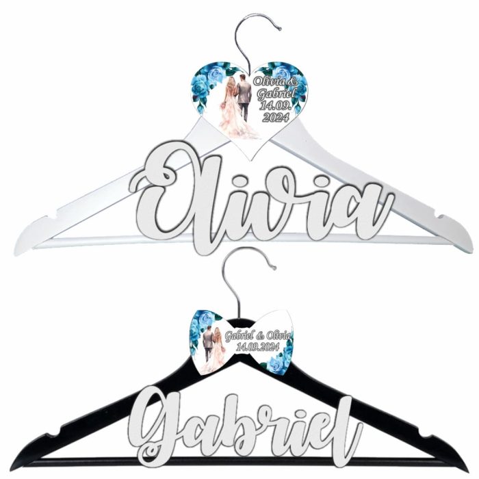 Set Umerase Personalizate, Nunta, Alb Negru, UNUV004 - imagine 1