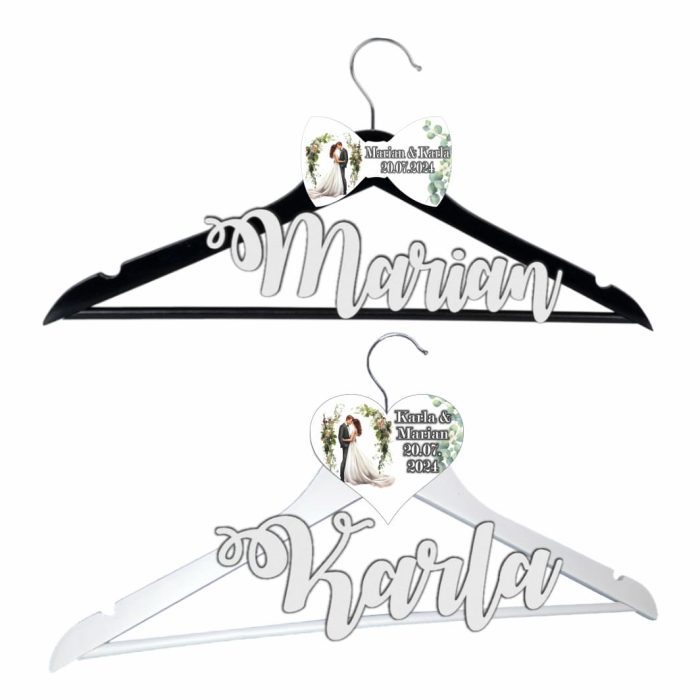 Set Umerase Personalizate, Nunta, Alb Negru, UNUV005 - imagine 2