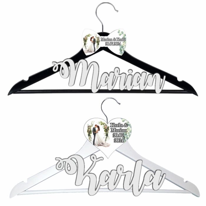 Set Umerase Personalizate, Nunta, Alb Negru, UNUV005 - imagine 5