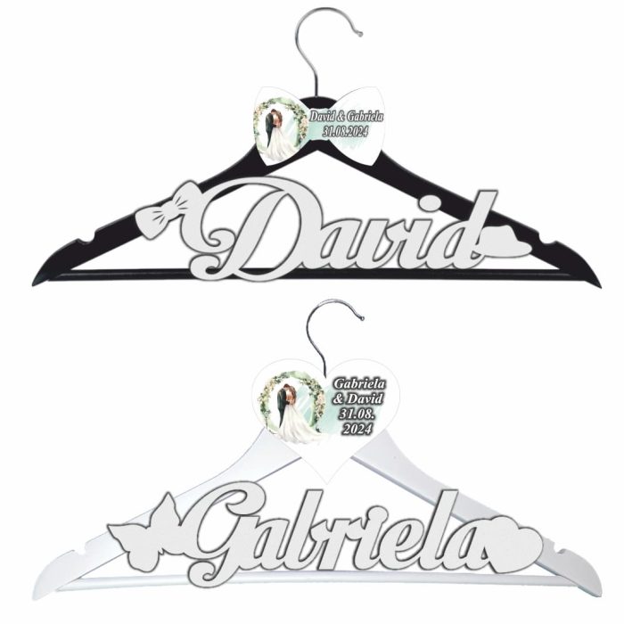 Set Umerase Personalizate, Nunta, Alb Negru, UNUV018 - imagine 5