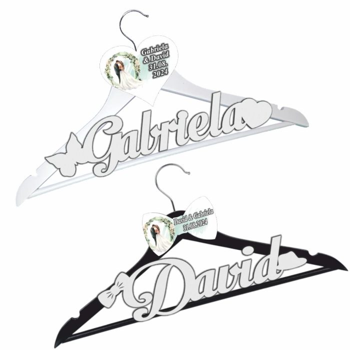 Set Umerase Personalizate, Nunta, Alb Negru, UNUV018 - imagine 2