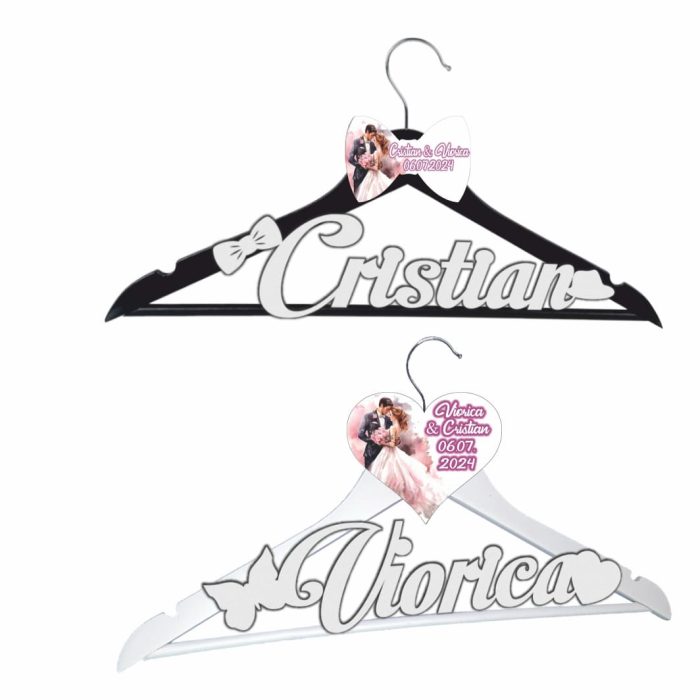 Set Umerase Personalizate, Nunta, Alb Negru, UNUV020 - imagine 5