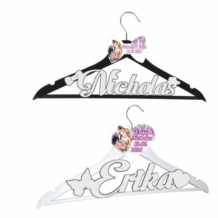 Set Umerase Personalizate, Nunta, Alb Negru, UNUV022 - imagine 5