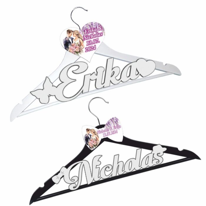 Set Umerase Personalizate, Nunta, Alb Negru, UNUV022 - imagine 2
