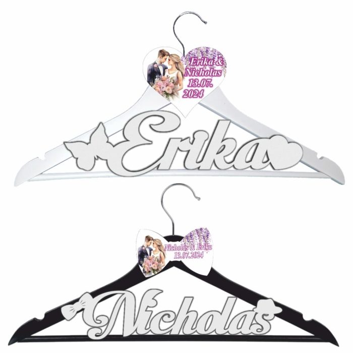Set Umerase Personalizate, Nunta, Alb Negru, UNUV022 - imagine 1