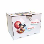 Cutie de bani pentru botez, Personalizata, Rosu, Mickey Mouse, Lemn, 30x20x20 cm, CDBUV002 - imagine 4