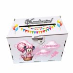 Cutie de bani pentru botez, Roz, Minnie Mouse, Lemn, 30x20x20 cm, CDBUV010 - imagine 5
