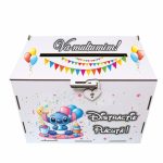 Cutie de bani pentru botez, Multicolora, Baby Stitch, Boy, Lemn, 30x20x20 cm, CDBUV015