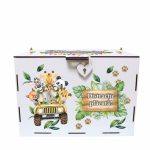 Cutie de bani pentru botez, Verde, Safari, Lemn, 30x20x20 cm, CDBUV018 - imagine 2