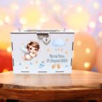 cutie dar botez personalizata inger baietel