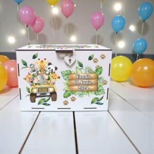 cutie dar botez personalizata safari