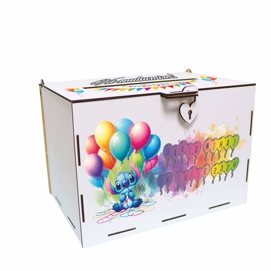 cutie dar botez personalizata stitch color