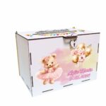 cutie dar botez personalizata ursulet balerina