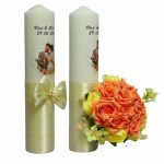 Set Lumanari Nunta, Personalizate, Mire Mireasa, 2 Bucati, Crem, 35 cm, LN005 - imagine 5