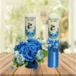 Set Lumanari Nunta, Personalizate, Mire Mireasa, 2 Bucati, Albastru, 35 cm, LN007 - imagine 3