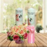 Set Lumanari Nunta, Personalizate, Mire Mireasa, 2 Bucati, Roz, 35 cm, LN009 - imagine 3