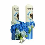 Set Lumanari Nunta, Personalizate, Mire Mireasa, 2 Bucati, Albastru, 35 cm, LN010 - imagine 5