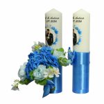Set Lumanari Nunta, Personalizate, Mire Mireasa, 2 Bucati, Albastru, 35 cm, LN010 - imagine 2