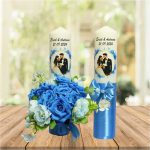 Set Lumanari Nunta, Personalizate, Mire Mireasa, 2 Bucati, Albastru, 35 cm, LN010 - imagine 3