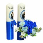 Set Lumanari Nunta, Personalizate, Mire Mireasa, 2 Bucati, Albastru, 35 cm, LN011 - imagine 5