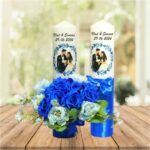 Set Lumanari Nunta, Personalizate, Mire Mireasa, 2 Bucati, Albastru, 35 cm, LN011 - imagine 3