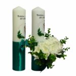 Set Lumanari Nunta, Personalizate, Mire Mireasa, 2 Bucati, Verde, 35 cm, LN015 - imagine 2