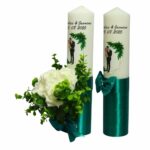Set Lumanari Nunta, Personalizate, Mire Mireasa, 2 Bucati, Verde, 35 cm, LN015 - imagine 5