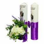 Set Lumanari Nunta, Personalizate, Mire Mireasa, 2 Bucati, Mov, Lavanda, 35 cm, LN017 - imagine 2