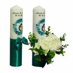 Set Lumanari Nunta, Personalizate, Mire Mireasa, 2 Bucati, Verde, 35 cm, LN018 - imagine 4