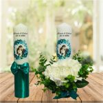 Set Lumanari Nunta, Personalizate, Mire Mireasa, 2 Bucati, Verde, 35 cm, LN018 - imagine 5