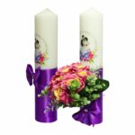 Set Lumanari Nunta, Personalizate, Mire Mireasa, 2 Bucati, Mov, 35 cm, LN024 - imagine 2