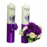 Set Lumanari Nunta, Personalizate, Mire Mireasa, 2 Bucati, Mov, 35 cm, LN025 - imagine 4