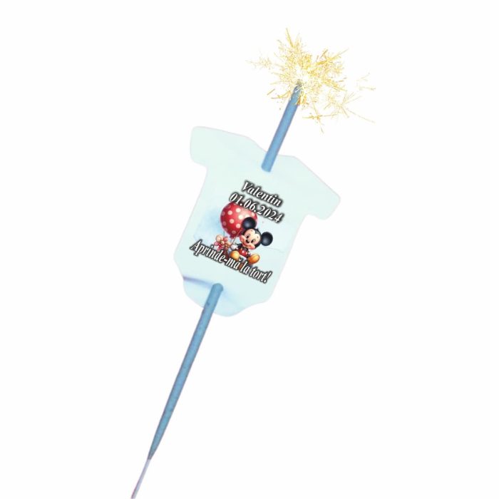 Artificie de Mana Botez, Aprinde-ma la tort, Personalizat, Mickey Mouse,  ABB002, 25cm - imagine 4