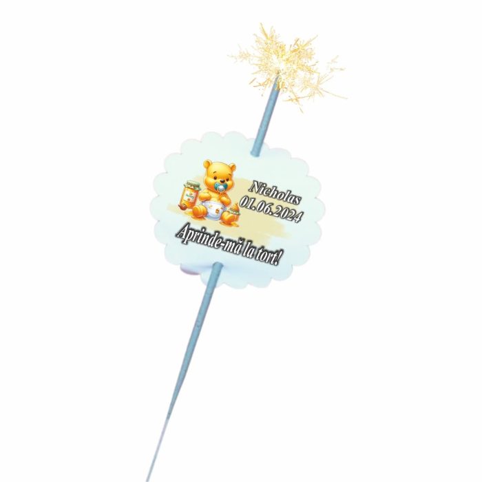Artificie de Mana Botez, Aprinde-ma la tort, Personalizat, Winnie the Pooh, ABF08, 25cm - imagine 4