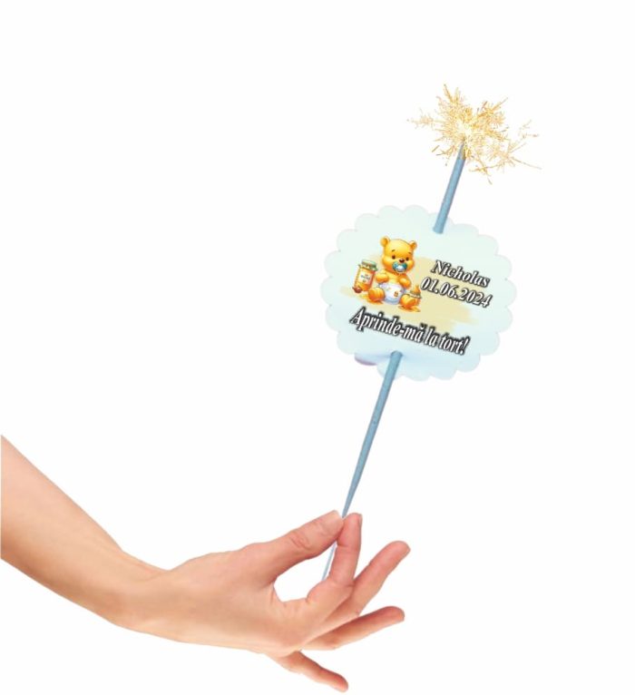 Artificie de Mana Botez, Aprinde-ma la tort, Personalizat, Winnie the Pooh, ABF08, 25cm - imagine 1