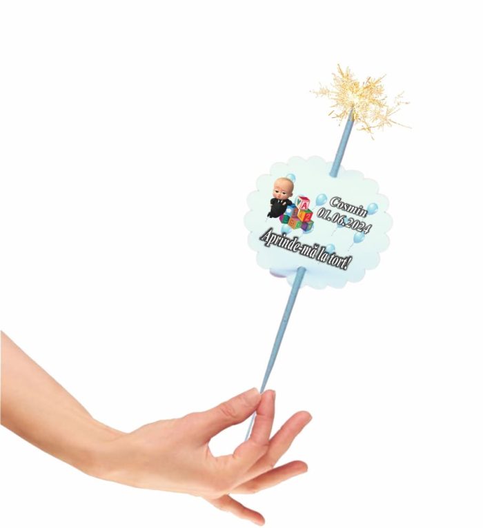 Artificie de Mana Botez, Aprinde-ma la tort, Personalizat, Baby Boss,  ABF010, 25cm - imagine 1