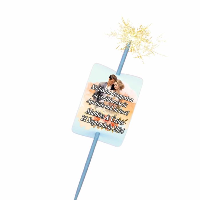 Artificie de Mana Nunta, Aprinde-ma la tort, Personalizat, Portocaliu, 25cm, AN02 - imagine 5
