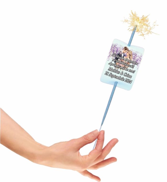 Artificie de Mana Nunta, Aprinde-ma la tort, Personalizat, Mov, 25cm, AN07 - imagine 1