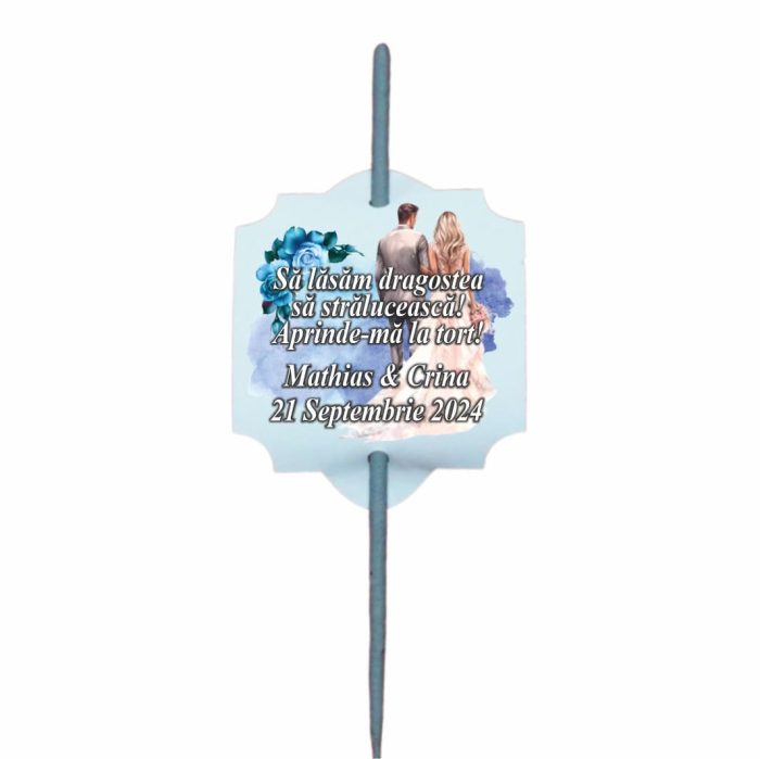 Artificie de Mana Nunta, Aprinde-ma la tort, Personalizat, Albastru, 25cm, AN011 - imagine 2