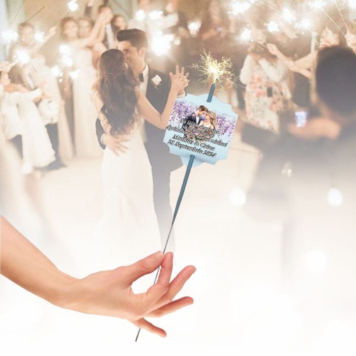 Artificie de Mana Nunta, Aprinde-ma la dansul mirilor, Personalizat, Mov, 25cm, AND013 - imagine 2