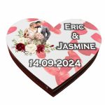 Cutie de verighete cu magnet, Personalizata, Inima, Rosie, Lemn, CTV042 - imagine 2