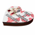 Cutie de verighete cu magnet, Personalizata, Inima, Rosie, Lemn, CTV042 - imagine 4